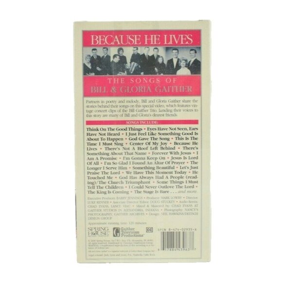 Because He Lives: Songs of Bill and Gloria Gaither VHS, 2000 Gospel Series New - Picture 2 of 4
